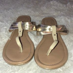 Gold metallic flip flops!